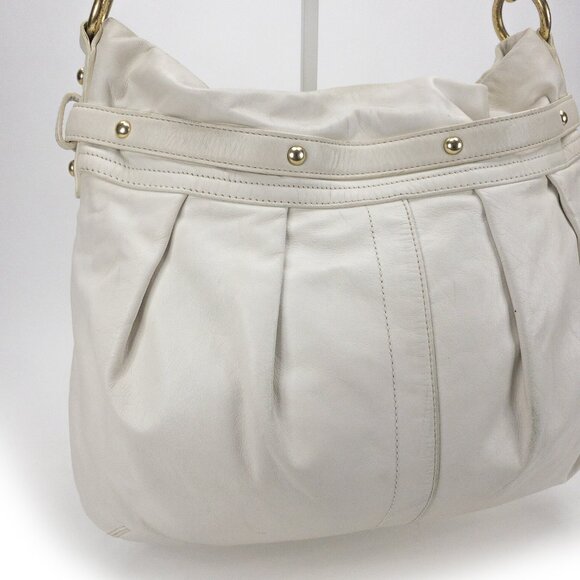 COACH Hampton White Ivory Belted/Pleated Hobo Shoulder Bag - K0693-10205 - Picture 12 of 16